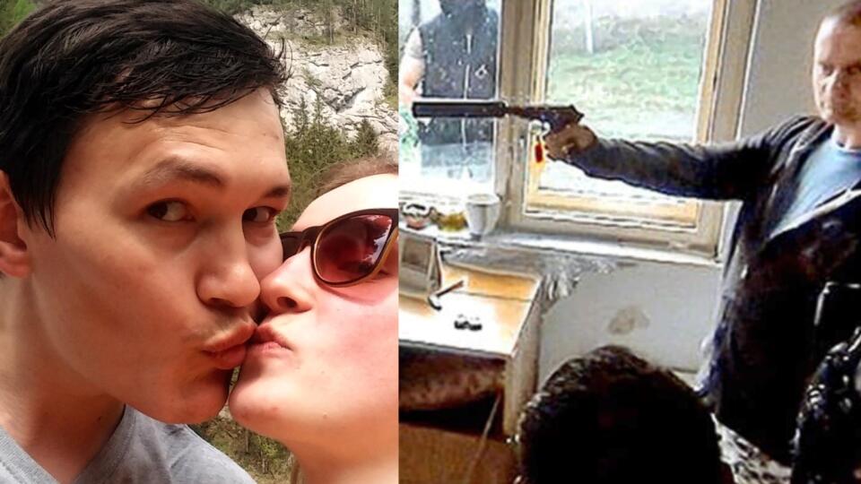 Vrah Marček pri rekonštrukcii vraždy Jána a Martiny vo Veľkej Mači.