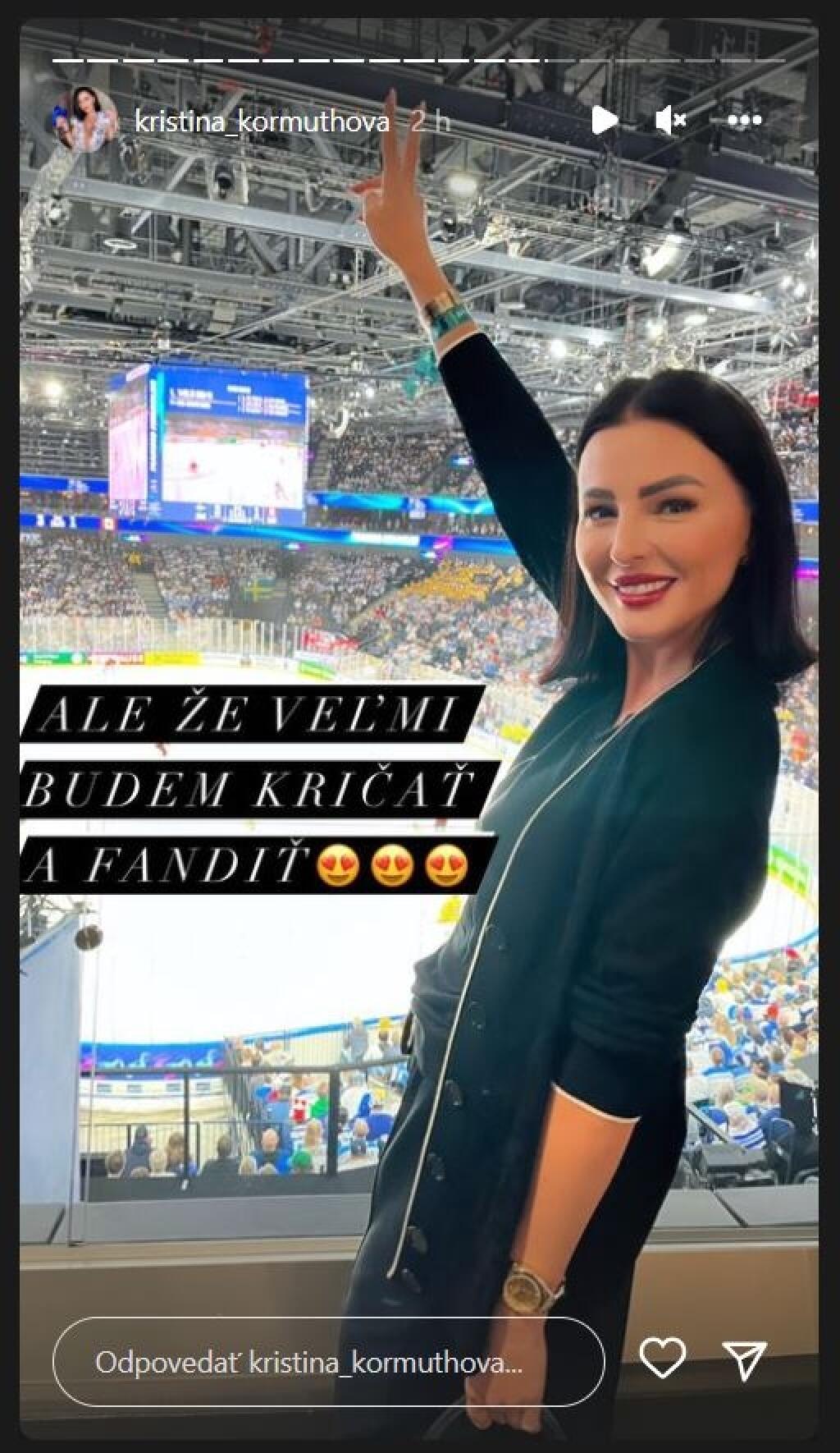 Kormúthová fandila našim hokejistom z VIP-ky štadióna v Tampere, no nebola ticho. Práve naopak, správala sa ako pravá fanúšička.
