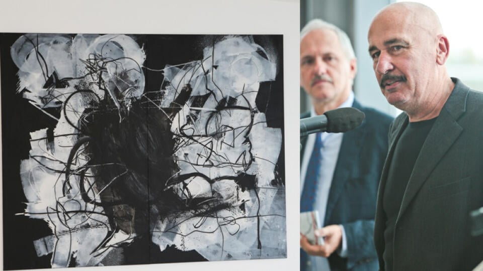 NAJVÄČŠIE DIELO: Diptych Prienik má rozmery 355 x 434 centimetrov.Hannes Mlenek