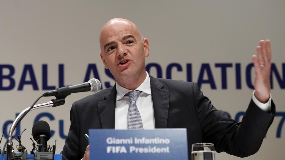 SEOUL, SOUTH KOREA - APRIL 27:  Gianni Infantino, FIFA President(right) attends a press conference on April 27, 2016 in Seoul, South Korea. President Gianni held meetings with FIFA Partners Hyundai Motor Group, and with the Korean Football Association ahead of next year's FIFA U-20 World Cup in South Korea.  (Photo by Woohae Cho/Getty Images)