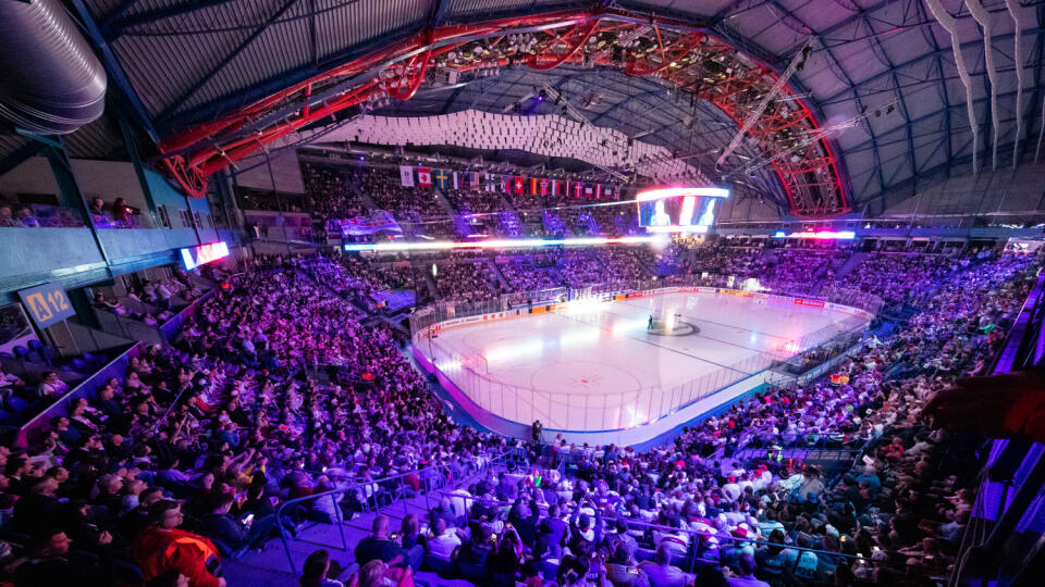 Steel Aréna pred úvodným zápasom slovenskej hokejovej reprezentácie proti USA.