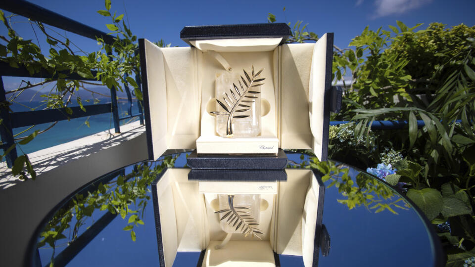 WA 43 Cannes - Zlatá palma, hlavná cena Medzinárodného filmového festivalu (MFF) v juhofrancúzskom meste Cannes je vystavená počas príprav jeho 74. ročník v pondelok 5. júla 2021. Festival sa začne v utorok 6. júla a potrvá do 17. júla 2021. FOTO TASR/AP
The Palme d'Or is displayed prior to the 74th international film festival, Cannes, southern France, July 5, 2021. The Cannes film festival runs from July 6 - July 17, 2021. (Photo by Vianney Le Caer/Invision/AP)