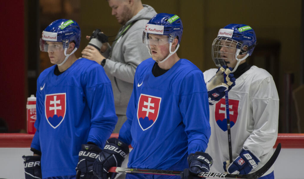 Prvý tréning slovenskej hokejovej reprezentácie pred štartom MS v Helsinkách.