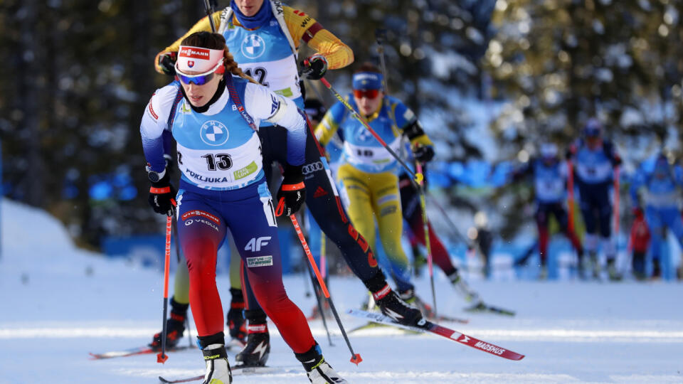 WA 67 Pokljuka - Slovenka Paulína Fialková počas stíhačky na 10 km na 52. majstrovstvách sveta v biatlone v slovinskej Pokljuke v nedeľu 14. februára 2021. FOTO TASR/AP
Slovakia's Paulina Fialkova competes during the women's 10 km pursuit competition at the World Championships Biathlon event in Pokljuka, Slovenia, Sunday, Feb. 14, 2021. (AP Photo/Darko Bandic)