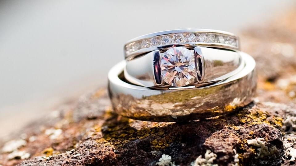 Wedding Rings on Rock