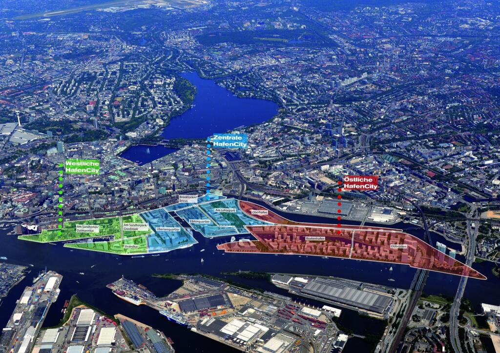 HafenCity - prehľad stavebných celkov