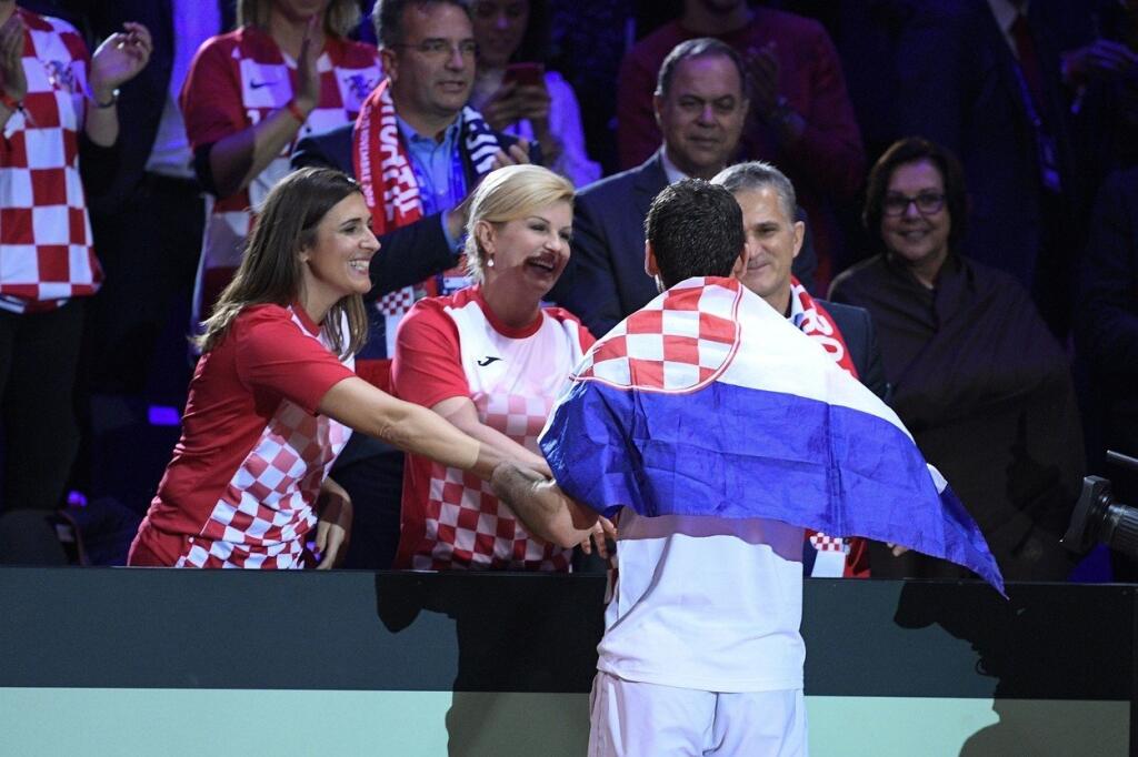 Prezidentka Chorvátska Kolinda Grabarová Kitarovičová si finále Davis Cupu užívala ako vždy.