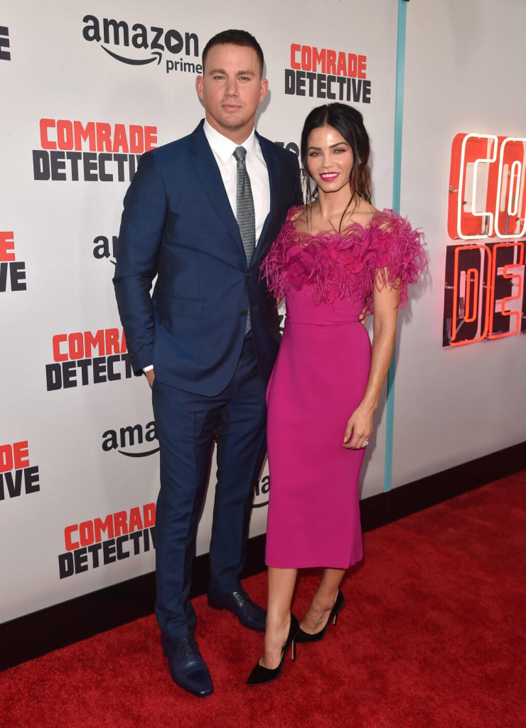 HOLLYWOOD, CA - AUGUST 03: Actors Channing Tatum and Jenna Dewan Tatum attend the premiere of Amazon's