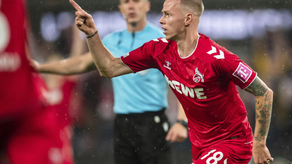 PK 1 Kolín nad Rýnom - Slovenský futbalista Kolína Ondrej Duda sa teší po strelení gólu počas zápasu D-skupiny 6. kola Európskej konferenčnej ligy vo futbale 1. FC Kolín - OGC Nice 3. novembra 2022 v Kolíne na Rýnom. FOTO TASR/AP
Cologne's goal scorer Ondrej Duda celebrates scoring during the Europa Conference League soccer match between Cologne and Nice at RheinEnergieStadion, Cologne, Germany, Thursday Nov. 3, 2022. (Marius Becker/dpa via AP)