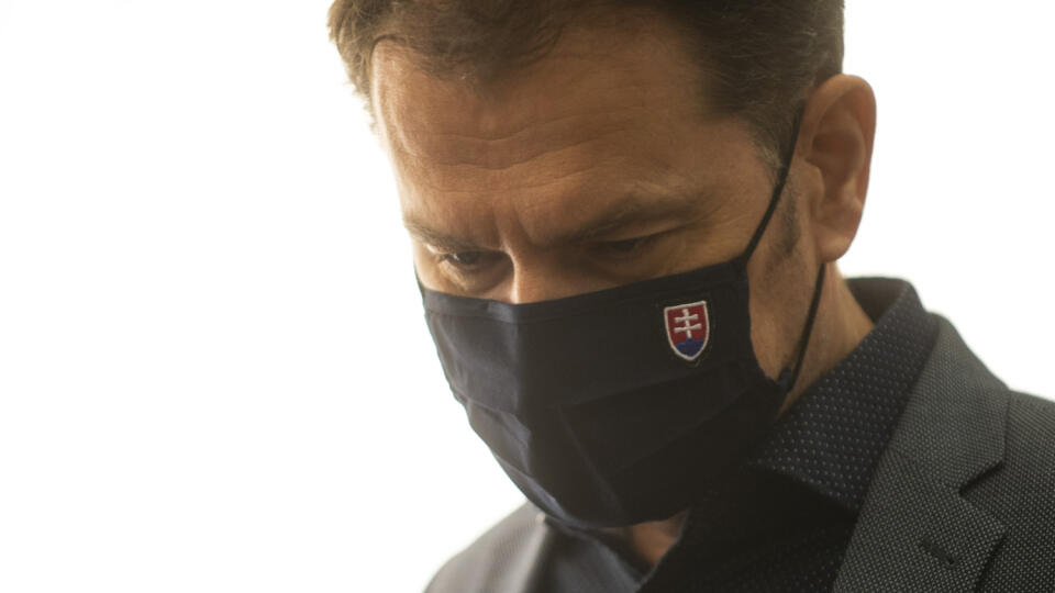 Na snímke predseda vlády SR Igor Matovič (OĽANO) počas tlačovej konferencie na tému Covid-19: ako ďalej?
v Bratislave 22. februára 2021. FOTO TASR - Jakub Kotian