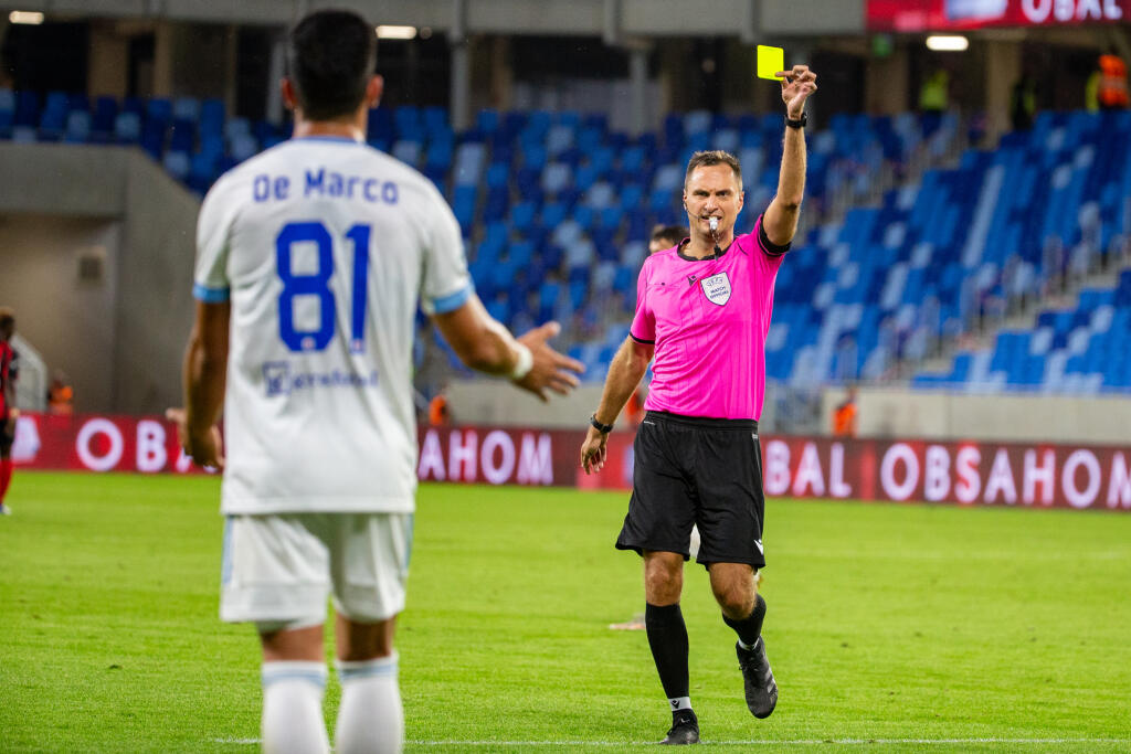 ŠK Slovan Bratislava a Lincoln Red Imps FC sa stretol v zápase tretieho kola kvalifikácie Európskej ligy na Tehelnom poli v Bratislave. Na snímke je Vernon De Marco Morlacchi.