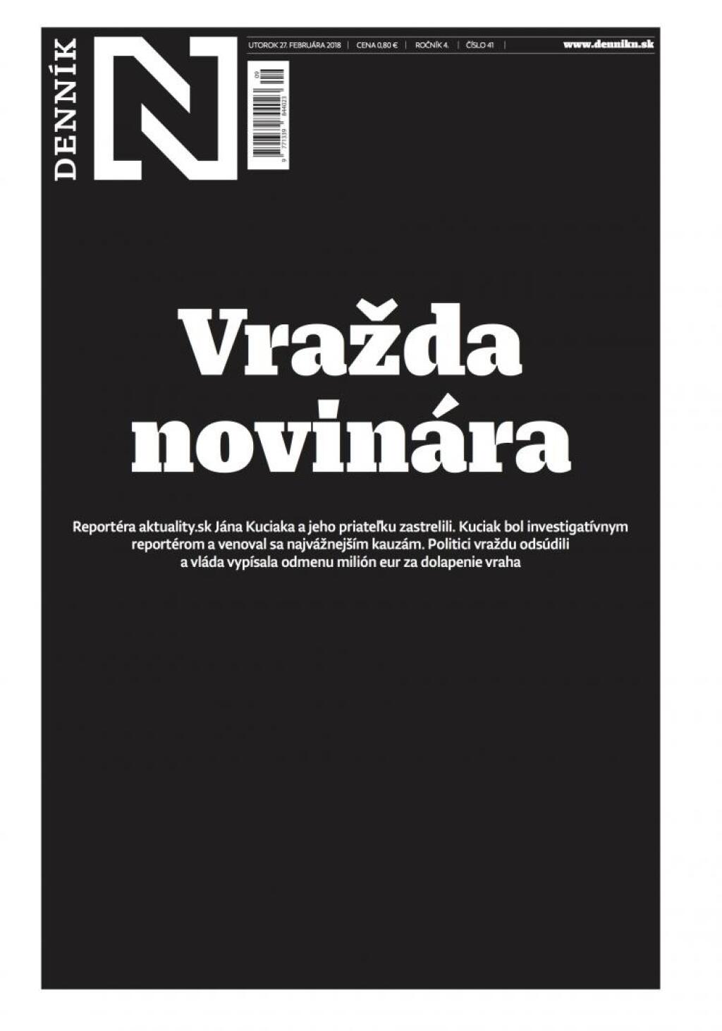 Denníky vyšli po vražde novinára s čiernobielymi titulkami