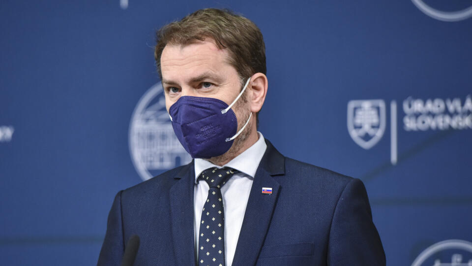 Na snímke vicepremiér a minister financií Igor Matovič (OĽANO) počas tlačovej konferencie Ministerstva financií SR na tému Informácie z rokovaní v Pittsburghu o budúcnosti U. S. Steel Košice 14. mája 2021 v Bratislave. FOTO TASR - Pavol Zachar
