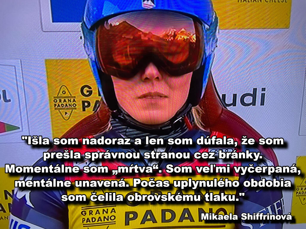 Na Shiffrinovej bolo už počas prvého televízneho rozhovoru po pretekoch badať, že je úplne vyšťavená: fyzicky aj psychicky.