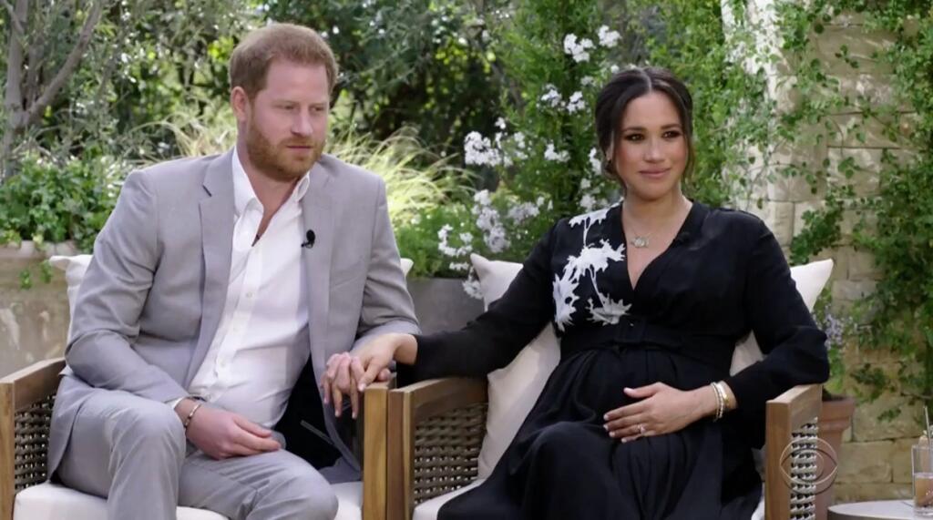 Britský princ Harry a Meghan Markle počas rozhovoru s Oprah Winfrey.