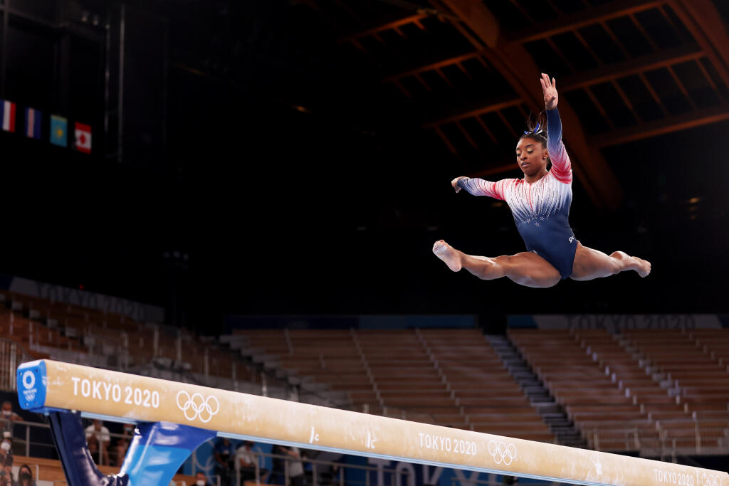Simone Bilesová na olympiáde v Tokiu.