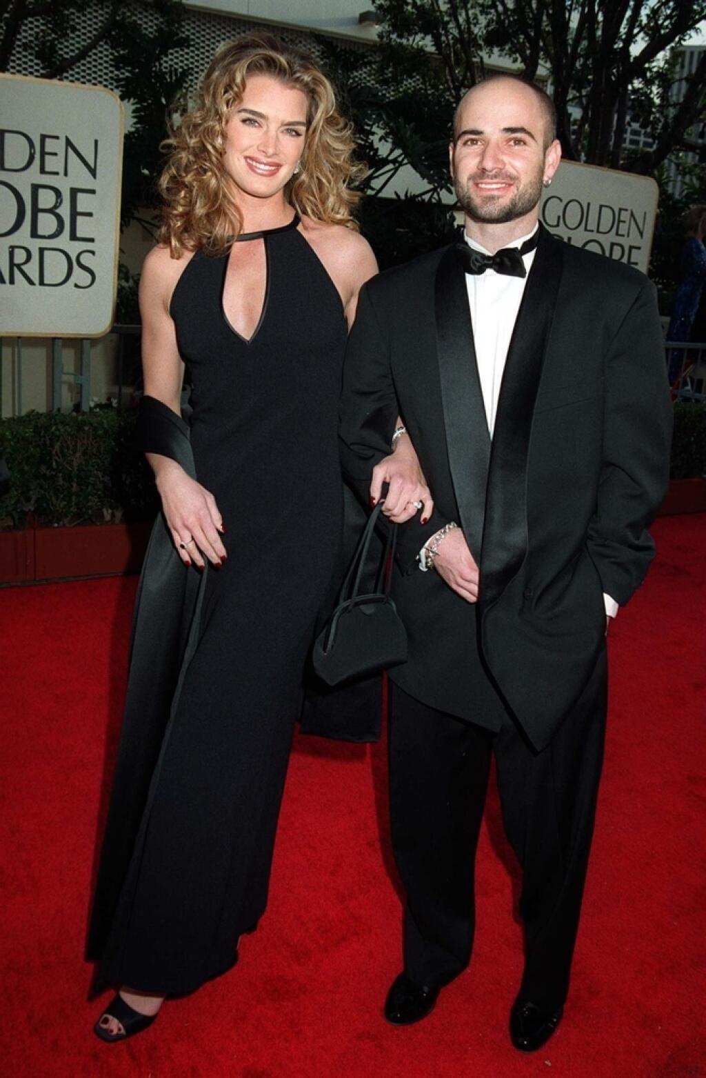 19jan97:,Actress,Brooke,Shields,&,Fiance,Andre,Agassi,At,The