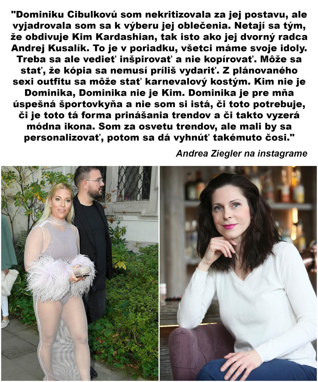 Kusalík na odpoveď nemusel dlho čakať, Ziegler mu odpovedala rovnako tvrdou reakciou. Vyjadrila sa ku Kusalíkovi a jeho odkazu, vysvetlila, prečo hodnotí tak, ako hodnotí a na rovinu povedala, prečo schytáva Cibulková kritiku za niektoré outfity, ktoré sa stali terčom vtipov.