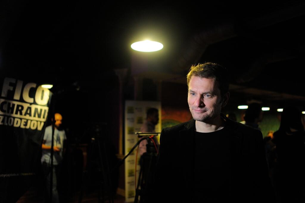 Predseda strany OĽaNO Igor Matovič vo volebnej centrále po ukončení volieb