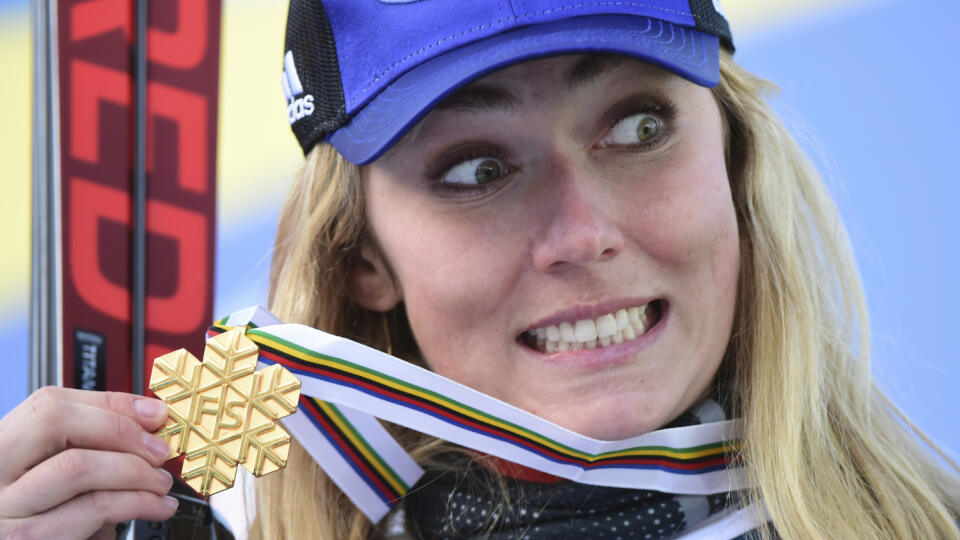 americká lyžiarka Mikaela Shiffrinová zlatá medaila radosť