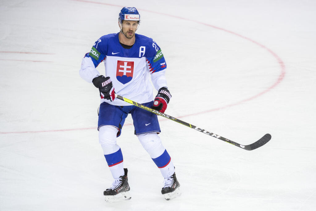 Na snímke Marek Hrivík (Slovensko) v zápase základnej A-skupiny Bielorusko - Slovensko na 84. majstrovstvách sveta v ľadovom hokeji v lotyšskej Rige v piatok 21. mája 2021. FOTO TASR - Jaroslav Novák