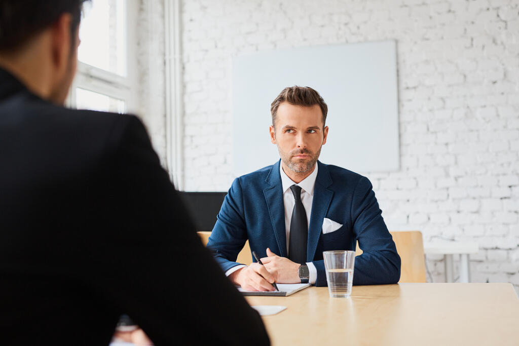 Job,Interview,-,Businessman,Listen,To,Candidate,Answers