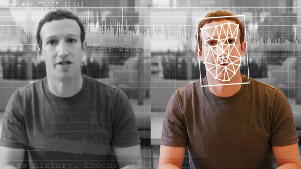 A comparison of an original and deepfake video of Facebook CEO Mark Zuckerberg