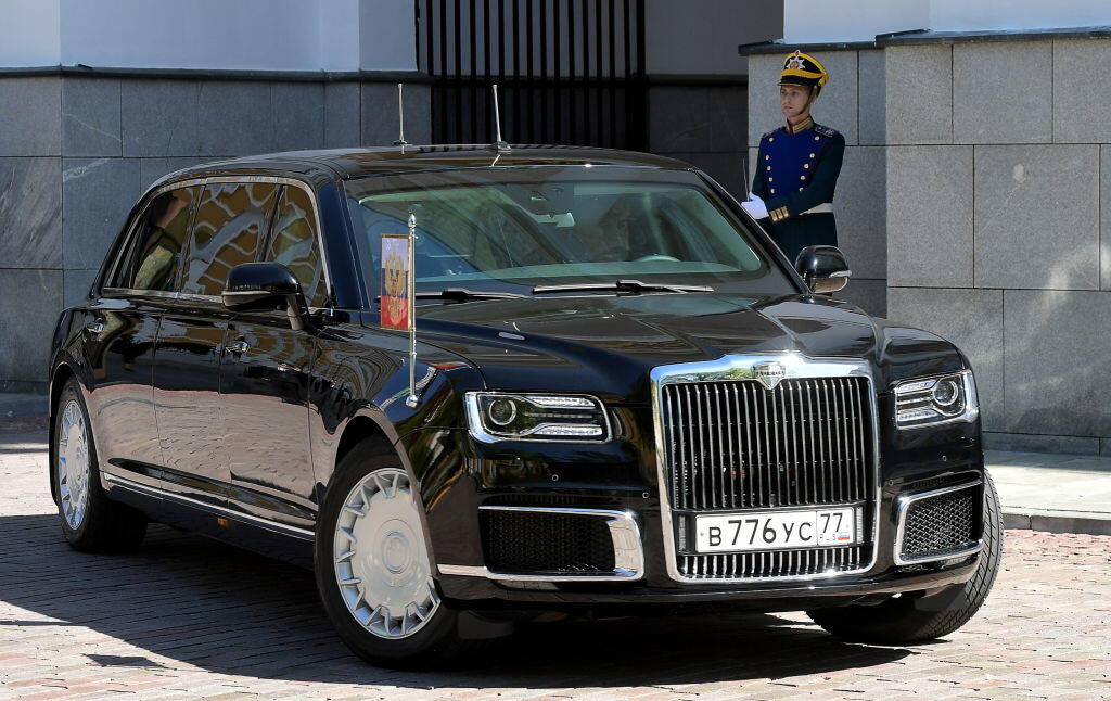 MOSCOW, RUSSIA  MAY 7, 2018: President-elect Vladimir Putin arrives for his inauguration as President of Russia on an Aurus car of the presidential motorcade, at the Moscow Kremlin. Sergei Guneyev/Sputnik/POOL/TASS (Photo by Sergei Guneyev\TASS via Getty Images)