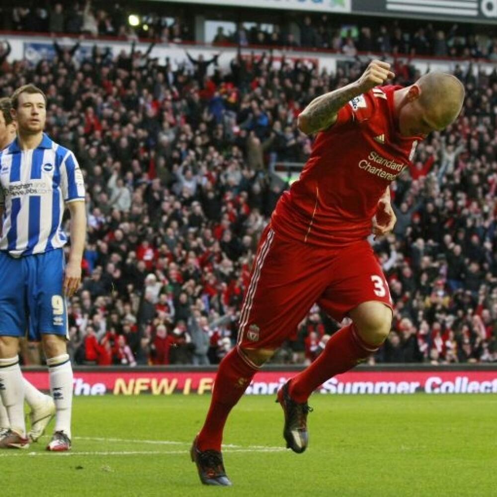 Martin Škrtel sa raduje z gólu.
