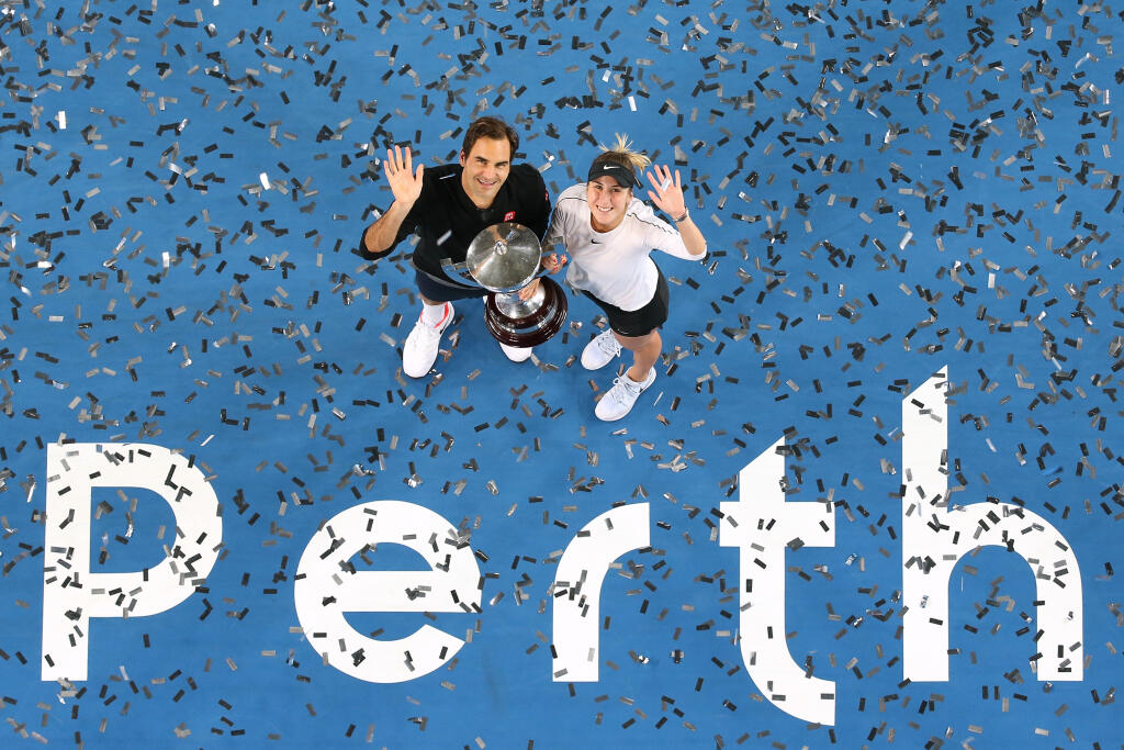 Roger Federer a Belinda Benčičová si triumf na Hopmanovom pohári poriadne užili.