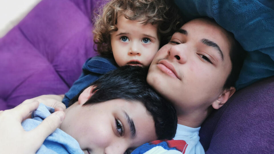 Three,Real,Brazilian,Brothers,Together,On,The,Couch.