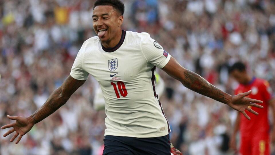 JB 87 Londýn - Anglický hráč Jesse Lingard oslavuje po tom, ako strelil úvodný gól v zápase I-skupiny Anglicko - Andorra kvalifikácie na MS 2022 vo futbale v Londýne 5. septembra 2021. FOTO TASR/AP
England's Jesse Lingard celebrates after scoring the opening goal during the World Cup 2022 group I qualifying soccer match between England and Andorra at Wembley stadium in London, Sunday, Sept. 5, 2021. (AP Photo/Ian Walton)