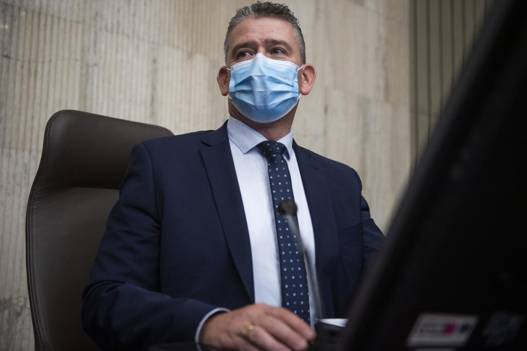 Na snímke minister vnútra SR Roman Mikulec (OĽaNO) počas 16. rokovania vlády SR v Bratislave 16. júna 2021. FOTO TASR - Jaroslav Novák