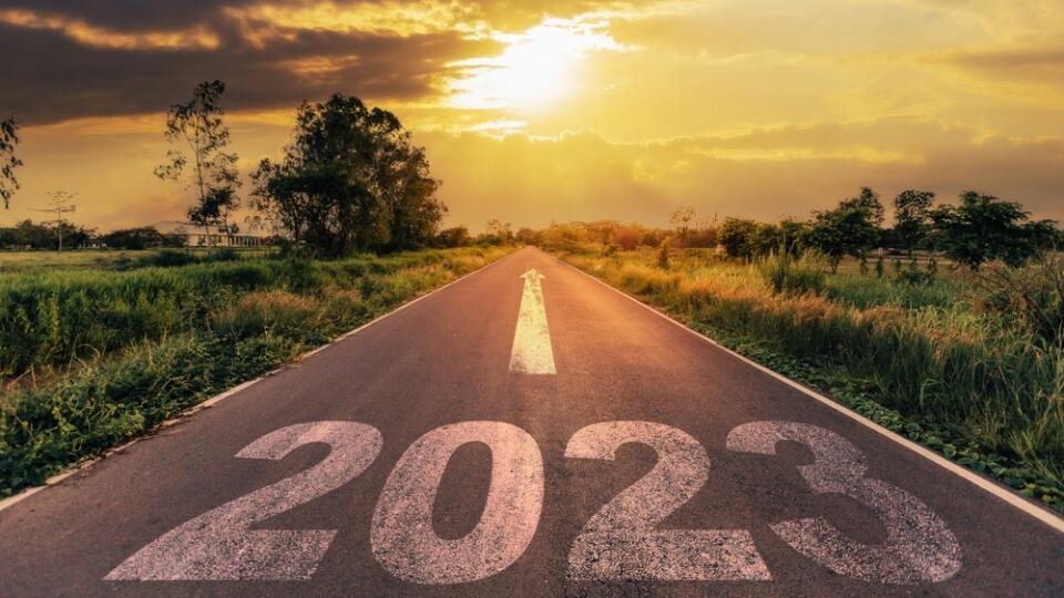 Empty,Asphalt,Road,And,New,Year,2023,Concept.,Driving,On