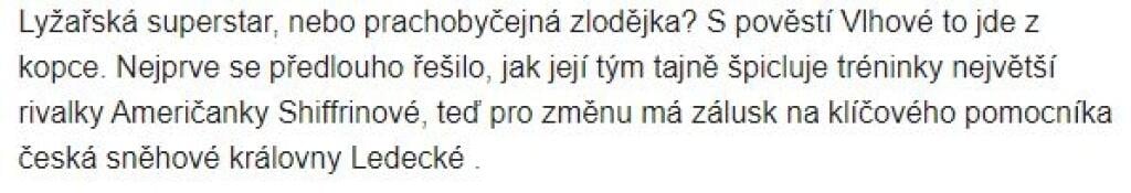 Česi si zgustli na Vlhovej kvôli servismanovi.