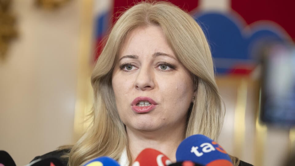 Na snímke prezidentka SR Zuzana Čaputová počas brífingu s novinármi po stretnutí s dočasne povereným premiérom Eduardom Hegerom (OĽANO) a dočasne povereným ministrom zdravotníctva Vladimírom Lengvarským (nominant OĽANO) v Bratislave 2. marca 2023. FOTO TASR - Martin Baumann