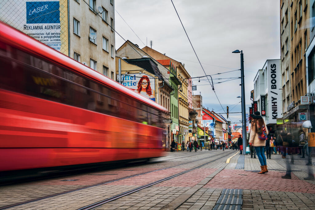 Bratislava,,Slovak,Republic,-,February,8,,2016:,Blurred,Tram,In