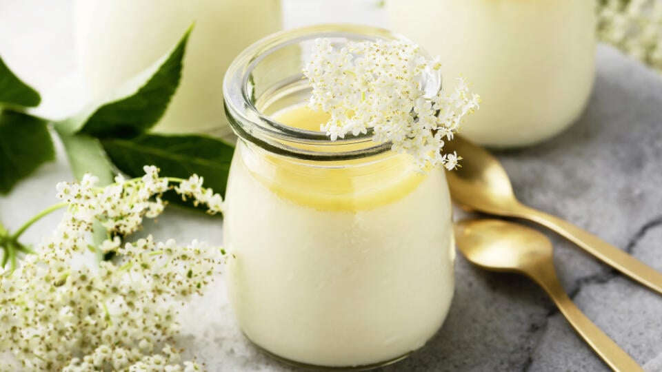Bazová panna cotta s citrónovým krémom
