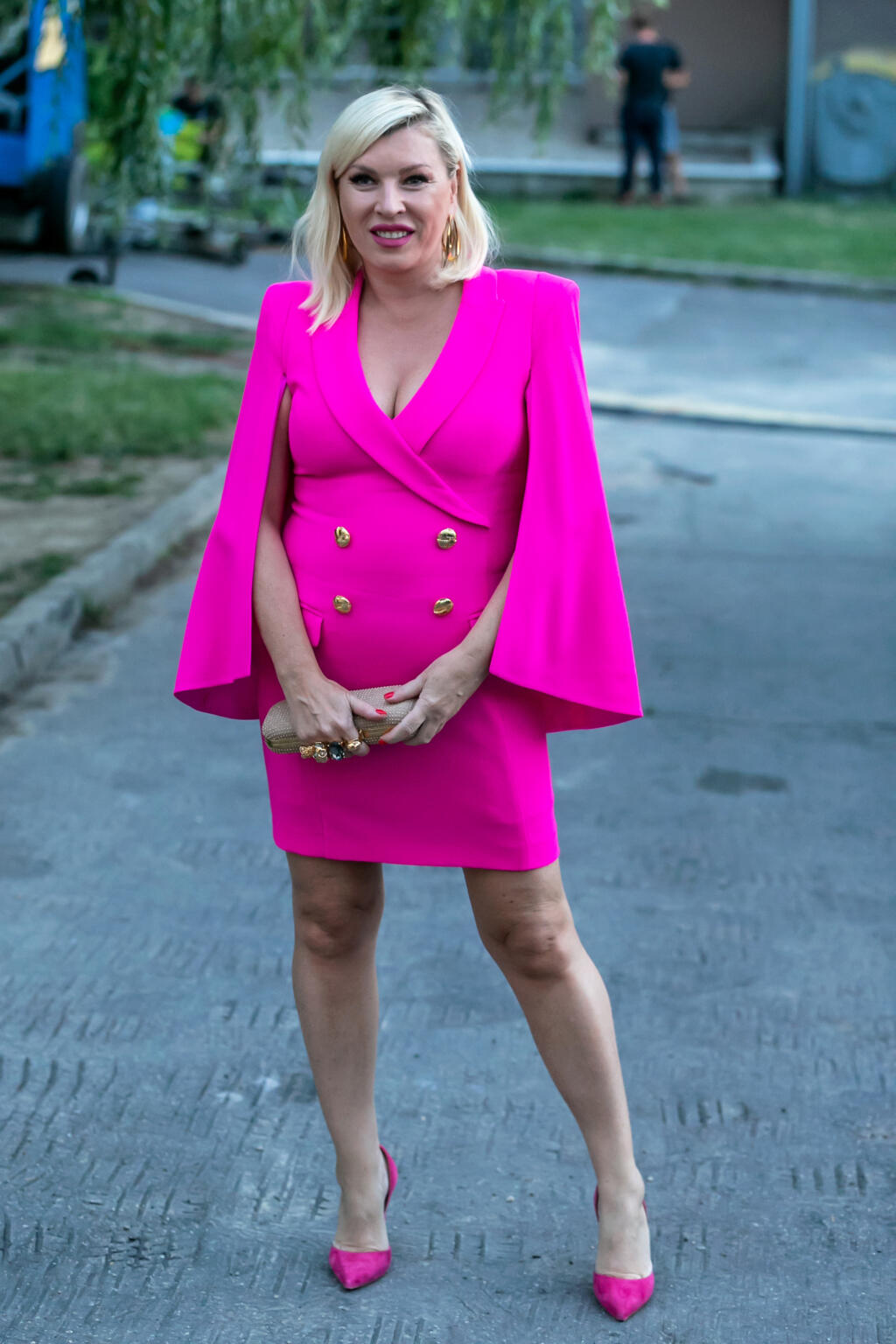 Gabriela Drobová ako prichádza na priamy prenos Miss Slovensko 2021.