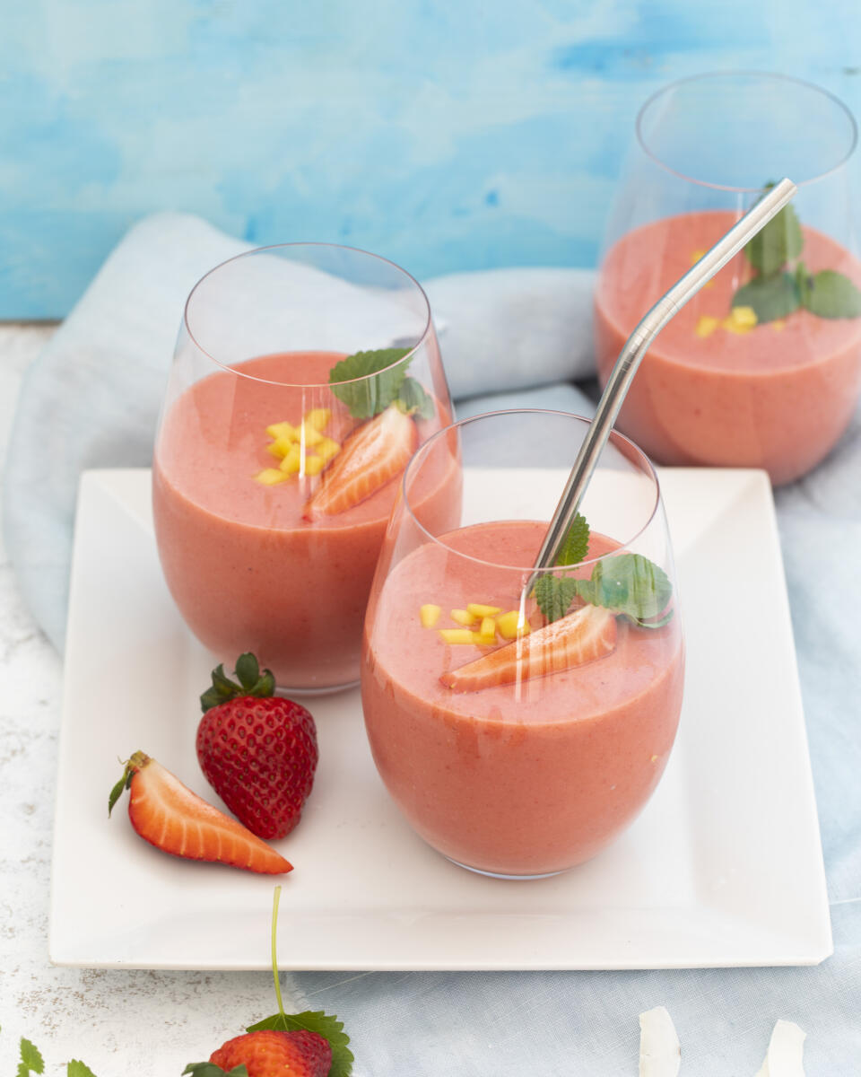 Jahodovo-mangové smoothie.