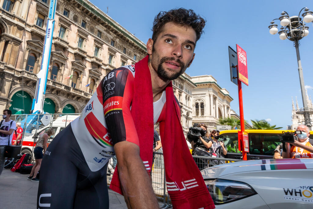 Na snímke je zákulisie v cieli 21. etapy 104. ročníka Giro Italia 2021.