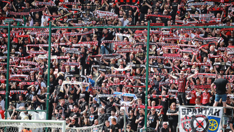 Na archívnej snímke sektor FC Spartak Trnava vo finále Slovnaft Cupu proti ŠK Slovan Bratislava.