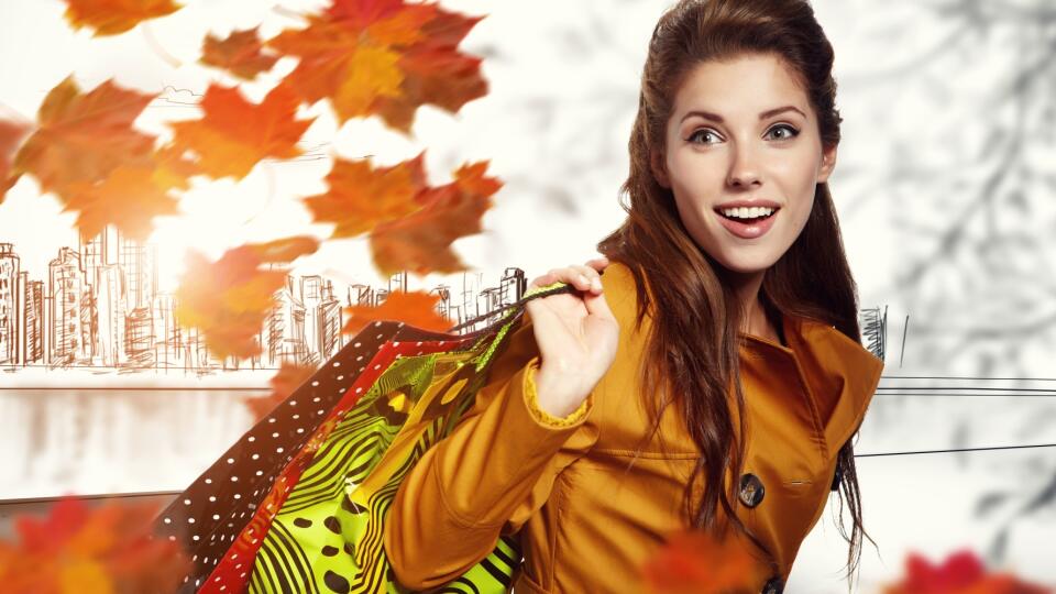 Woman and autumn shopping