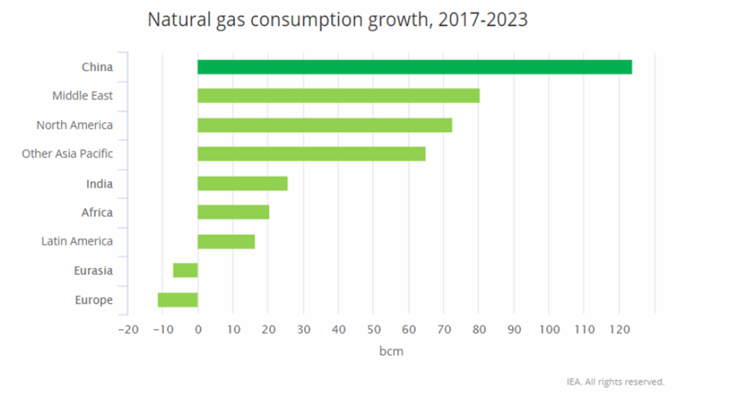 China 2023. Natural Gas consumption in Paris. Germany Gas consumption by year.