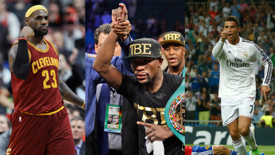 LeBron James, Floyd Mayweather a Cristiano Ronaldo sú najlepšie zarábajúcimi športovcami na svete.