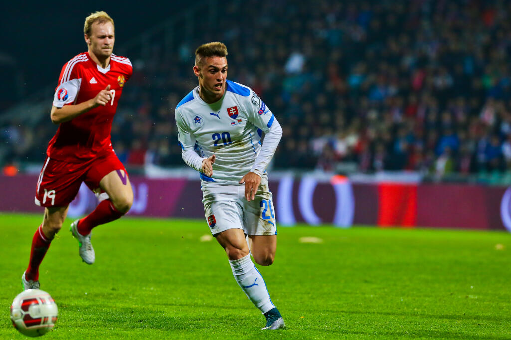 Na snímke Róbert Mak počas zápasu kvalifikačnej C-skupiny majstrovstiev sveta vo futbale 2018 medzi Slovenskom a Bieloruskom.