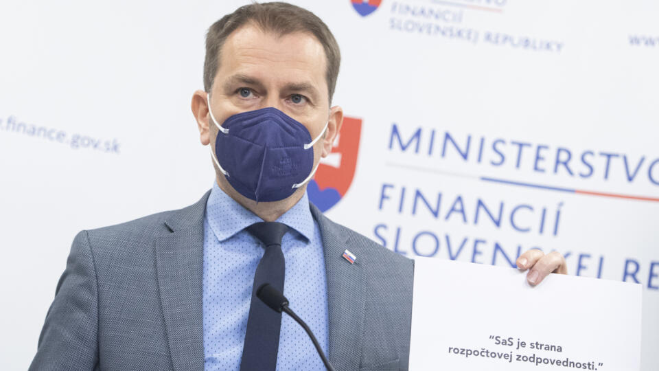 Na snímke podpredseda vlády SR a minister financií SR Igor Matovič (OĽaNO) počas tlačovej konferencie 19. mája 2021 v Bratislave. FOTO TASR - Martin Baumann