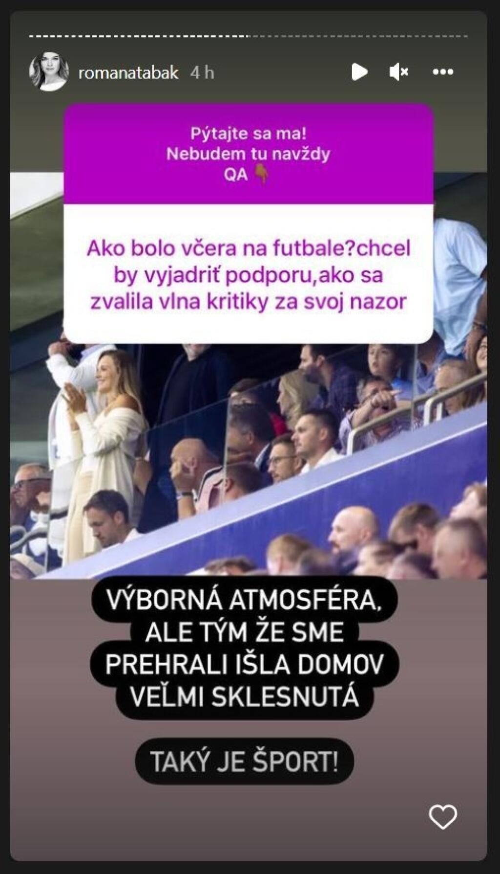 Odhodlala sa k úprimnej spovedi. Bývalá tenistka a dnes poslankyňa parlamentu Romana Tabák odpovedala fanúšikom na instagrame na ich zvedavé otázky a odhalila poriadne pikantnosti.