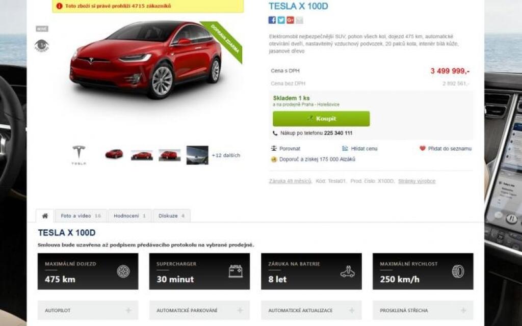 Alza predáva Tesly. Model S a Model X v takmer plnej výbave