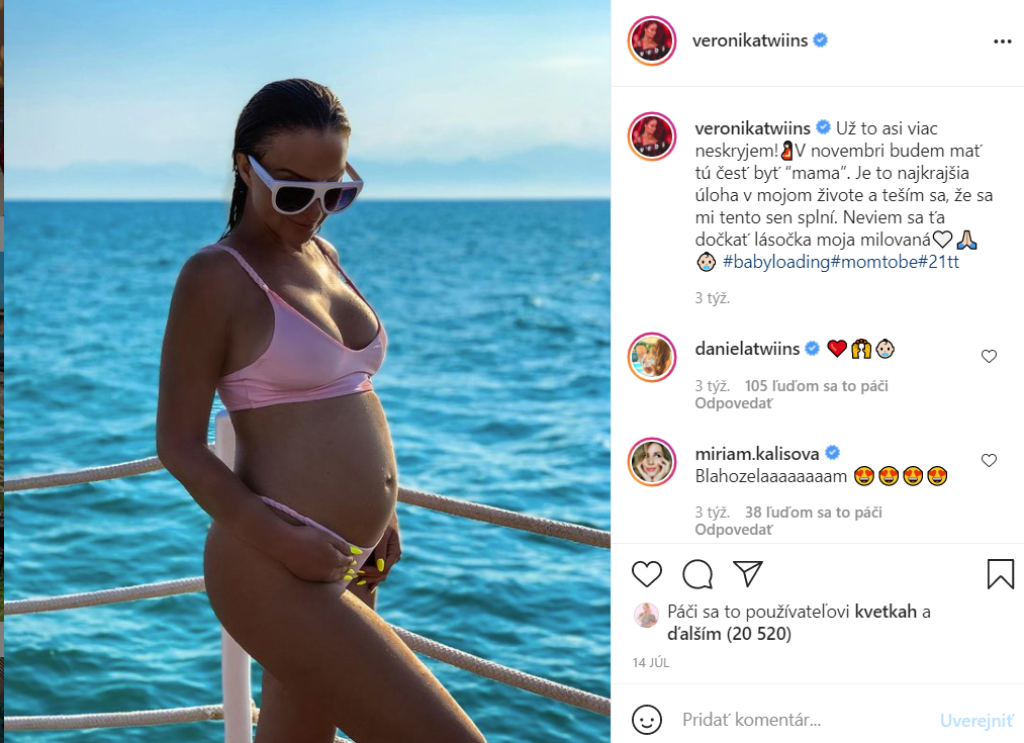 Veronika Nízlová je v pokročilom štádiu tehotenstva. O otcovi dieťaťa nehovorí, ale tehotenstvo si užíva...